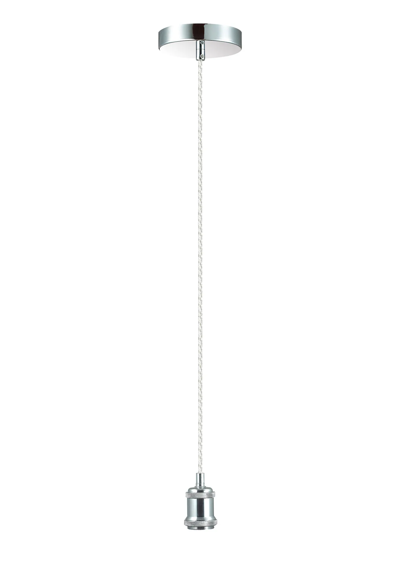 Dreifa 1.5m Single Pendant, 1 x E27, Polished Chrome/Clear Twisted Cable (Maximum Load 1.5kg) D0173  Deco Dreifa Pendant